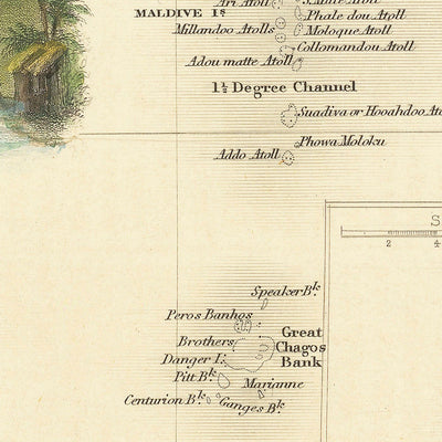 Old Map of the Indian Ocean Islands by John Tallis, 1851: Colonial Madagascar, Mauritius, Ceylon