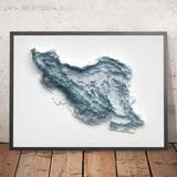 Mappa topografica in rilievo 3D dell'Iran 