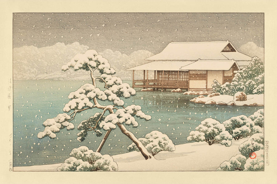Neve al Parco Kiyosumi di Hasui Kawase 1935 