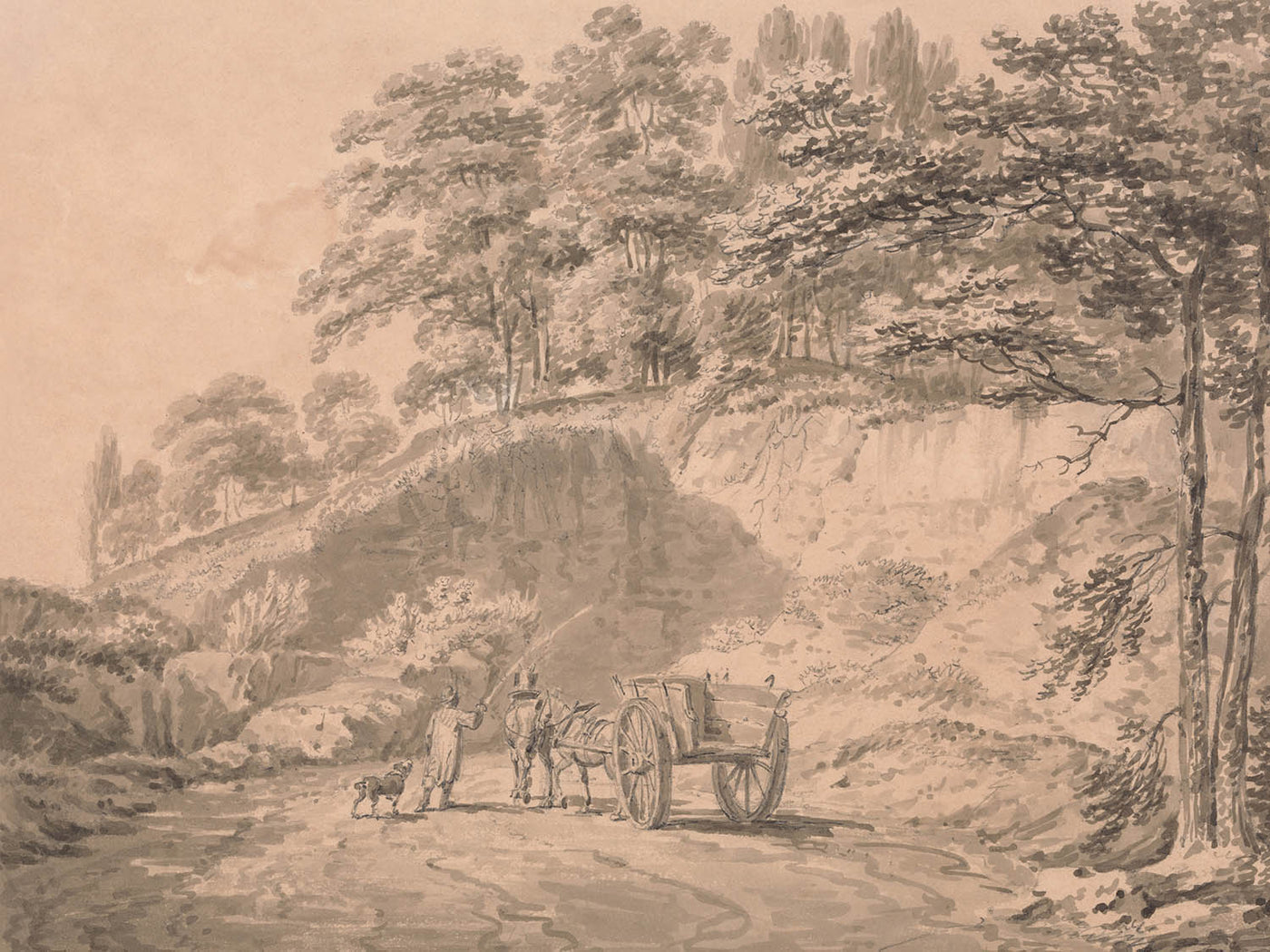 Man with Horse and Cart Entering a Quarry by Turner, 1797