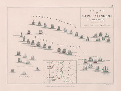 Batalla del cabo de San Vicente, por AK Johnston, 1797