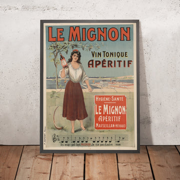 A framed image of Le Mignon Vintage Aperitif Poster, 1890