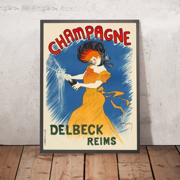 A framed image of Champagne Delbeck Vintage Champagne Poster by Leonetto Cappiello, 1902