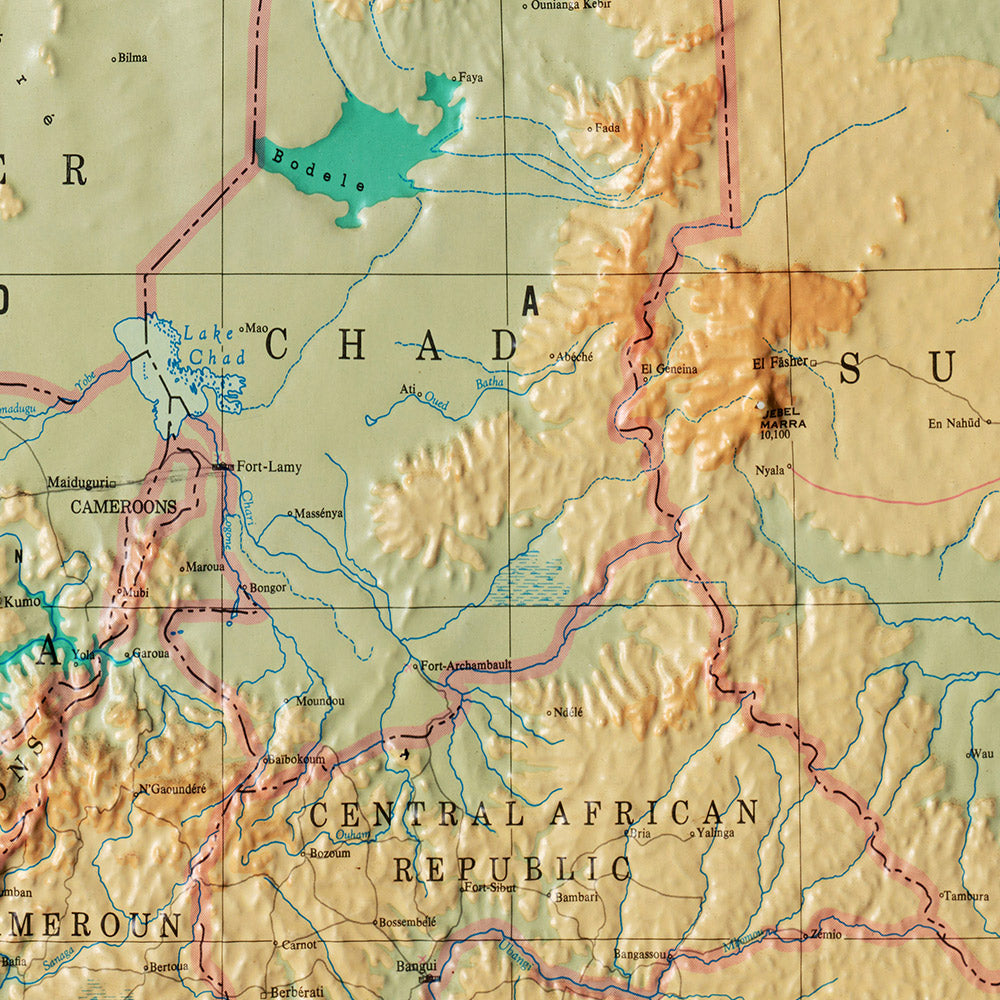 Old 3D Relief Map of Africa by Aero Service Corporation, 1961