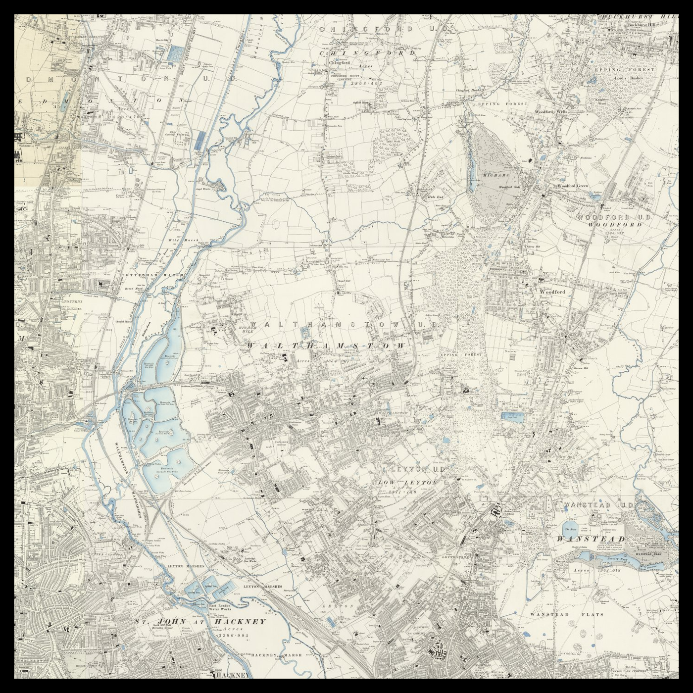 An old Ordnance Survey map of Borough of Waltham Forest