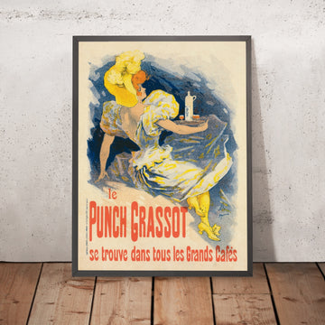 A framed image of Punch Grassot Vintage Drinks Advertising Poster by Jules Chéret, 1896