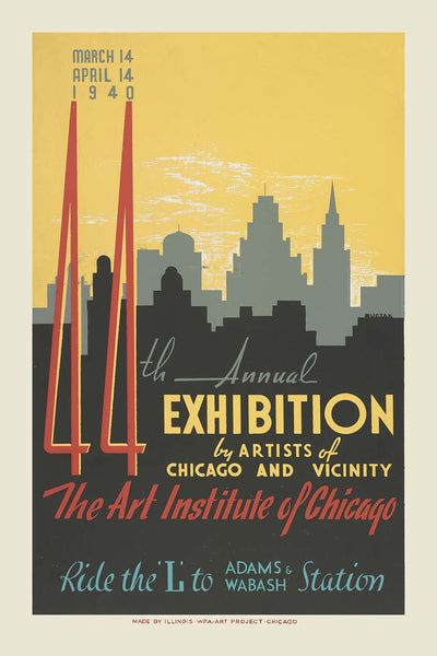 Chicago Poster: 44th Annual Exhibition by Artists of Chicago and Vicinity by John Buczak, 1940