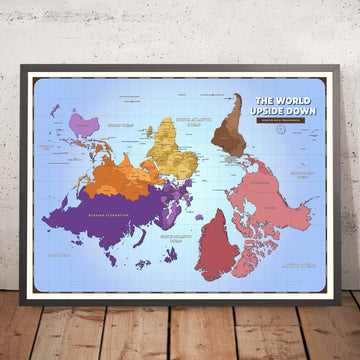 Upside-Down World Map, 2026: South-up, Pseudo-Mercator, Colour Coded Countries