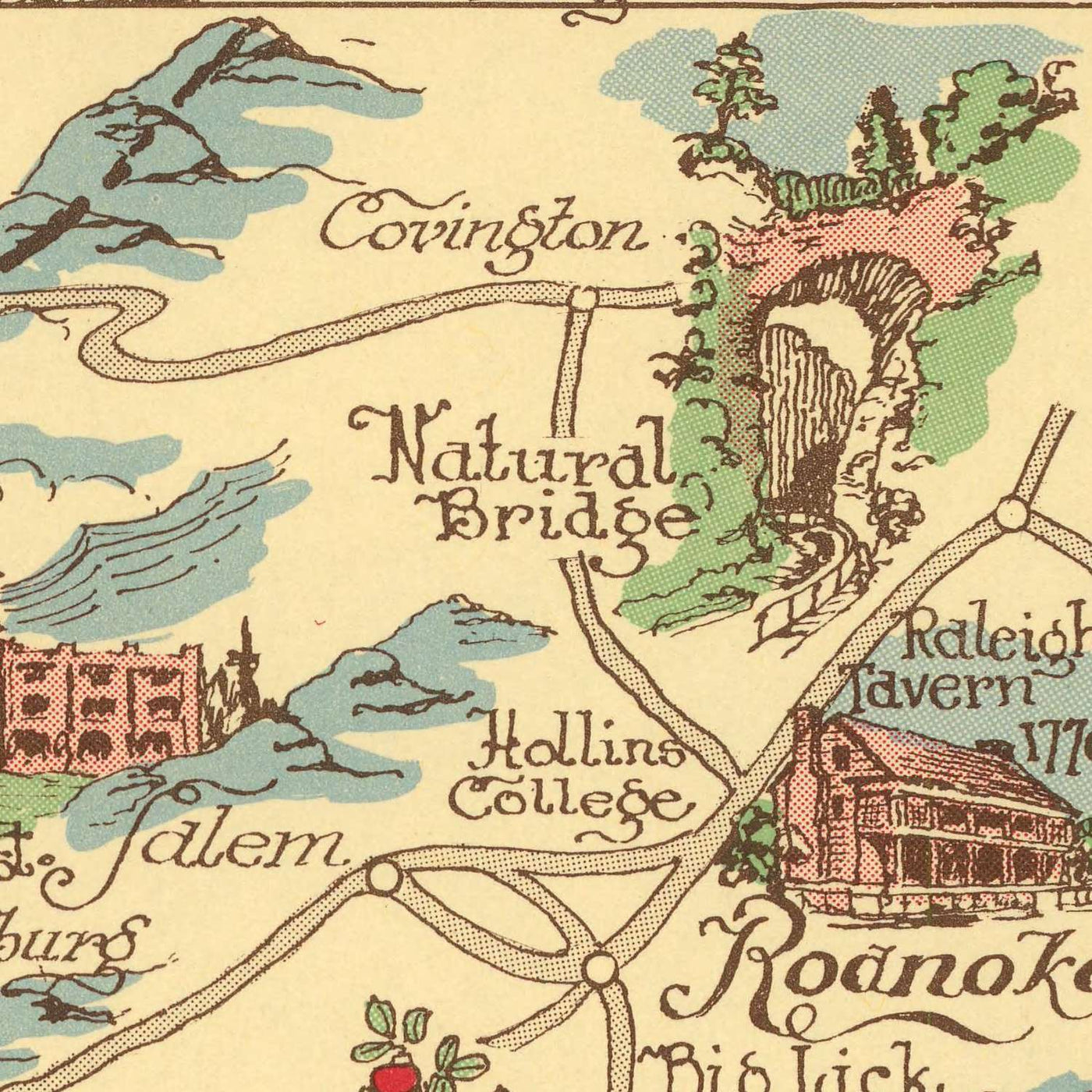 Old Map of the Appalachian Region by Kearfott, 1950: Appalachian Trail, Cumberland Gap, Great Smoky Mountains, Winston Salem