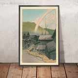 Arco iris sobre Kanita en la Prefectura de Aomori por Hasui Kawase, 1935 