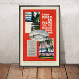 New York Reiseplakat: Von Kiefern zu Palmen von John Held Jr., 1924 