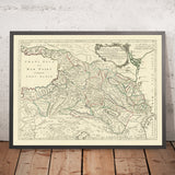 Ancienne carte rare du Caucase par Santini, 1775 : Géorgie, Arménie, Tbilissi, Erevan, Bakou, mer Noire, mer Caspienne 