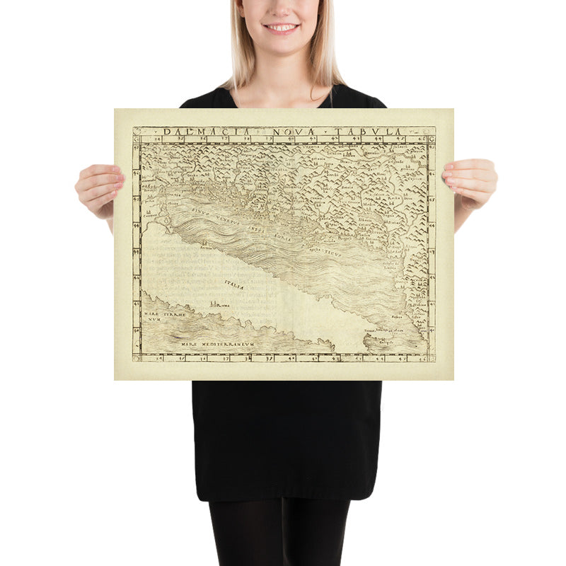 Rare Renaissance Map of Croatia & Adriatic by Gastaldi, 1548: Split, Dubrovnik, Zadar, Kotor, Dalmatian Islands