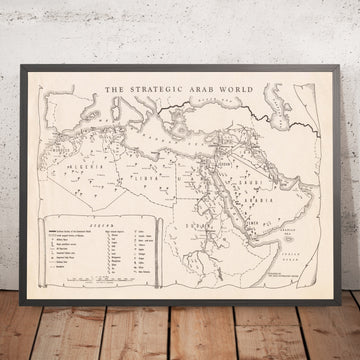 Alte Karte der arabischen Welt, 1960: Öl & Pipelines; UAR Syrische Region; Heilige Stätten 