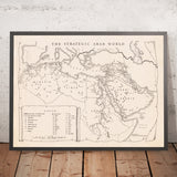 Mapa antiguo del Mundo Árabe, 1960: petróleo y oleoductos; región siria de la RAU; lugares sagrados 