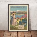 Reiseplakat Genf: Chemin de Fer P.L.M. von F. Hugo d’Alesi, 1893 