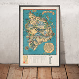 Mappa Pittorica Vintage dell'Isola Grande, Hawaii, 1935 