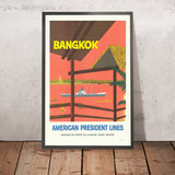 Affiche de voyage de Bangkok : American President Lines par J. Clift, 1958 