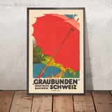 Poster di viaggio dei Grigioni: Rhätische Bahnen di Augusto Giacometti, 1924 