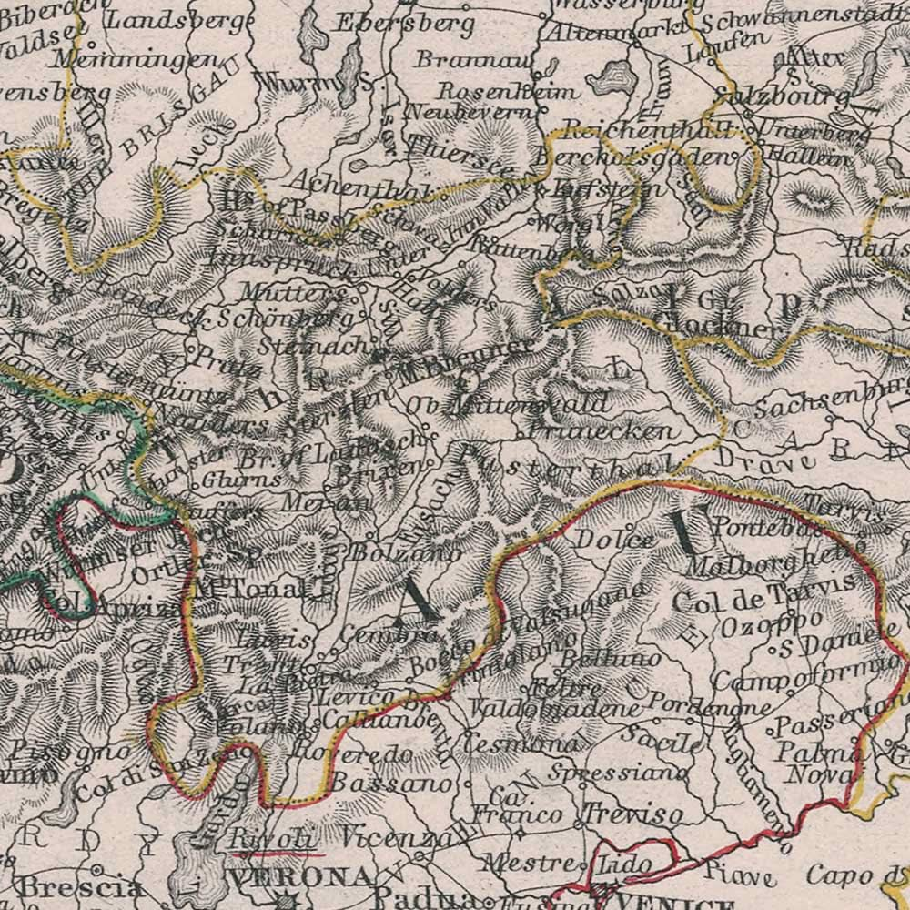 Mapa militar antiguo de las campañas de Napoleón, 1796: Milán, Zúrich, Venecia, batallas, rutas