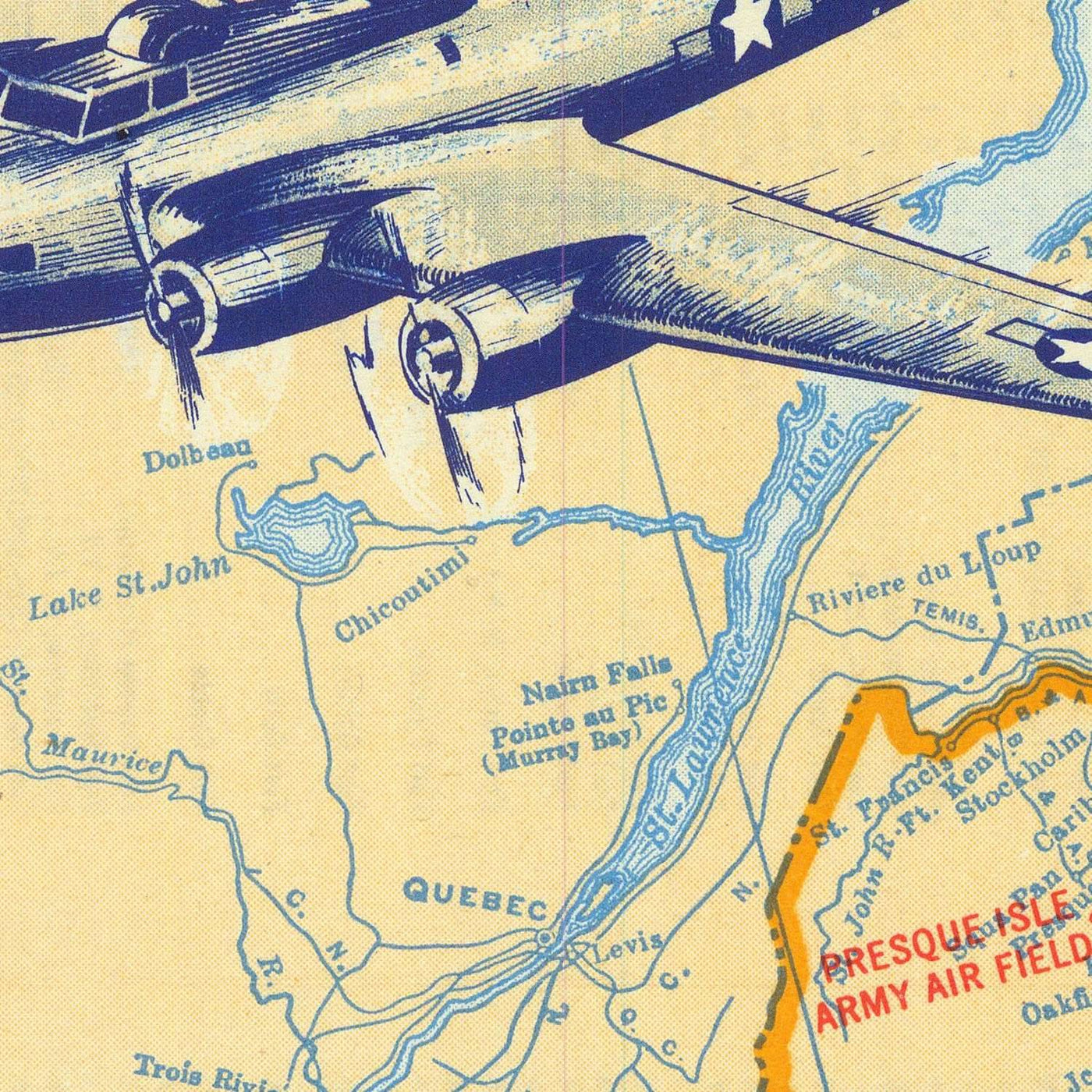 Old Military Map of United States by Rand McNally, 1944: WW2, Airfields, Naval & Army Bases