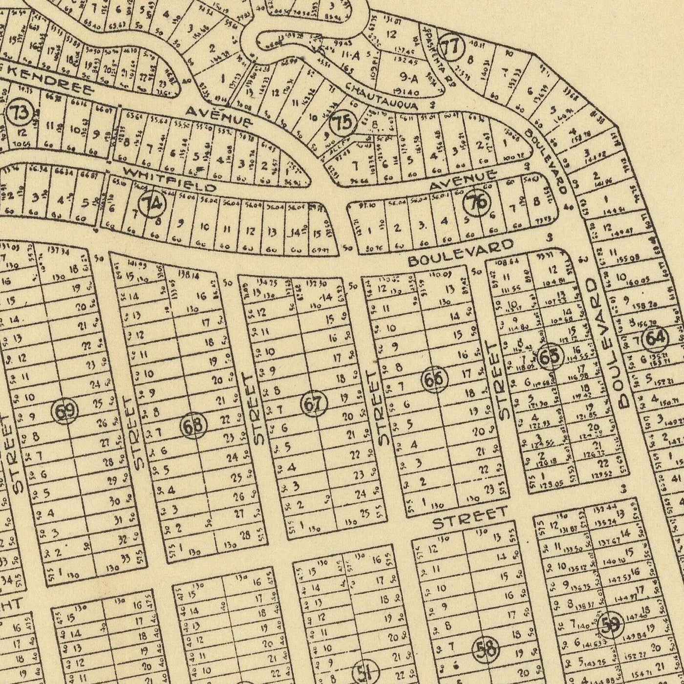 Old Street Map of the Pacific Palisades & Huntington Palisades, 1925