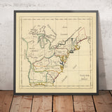 Old Manuscript Map of United States by Bowen, 1810: Boston, NYC, Phila., DC, Chesapeake Bay