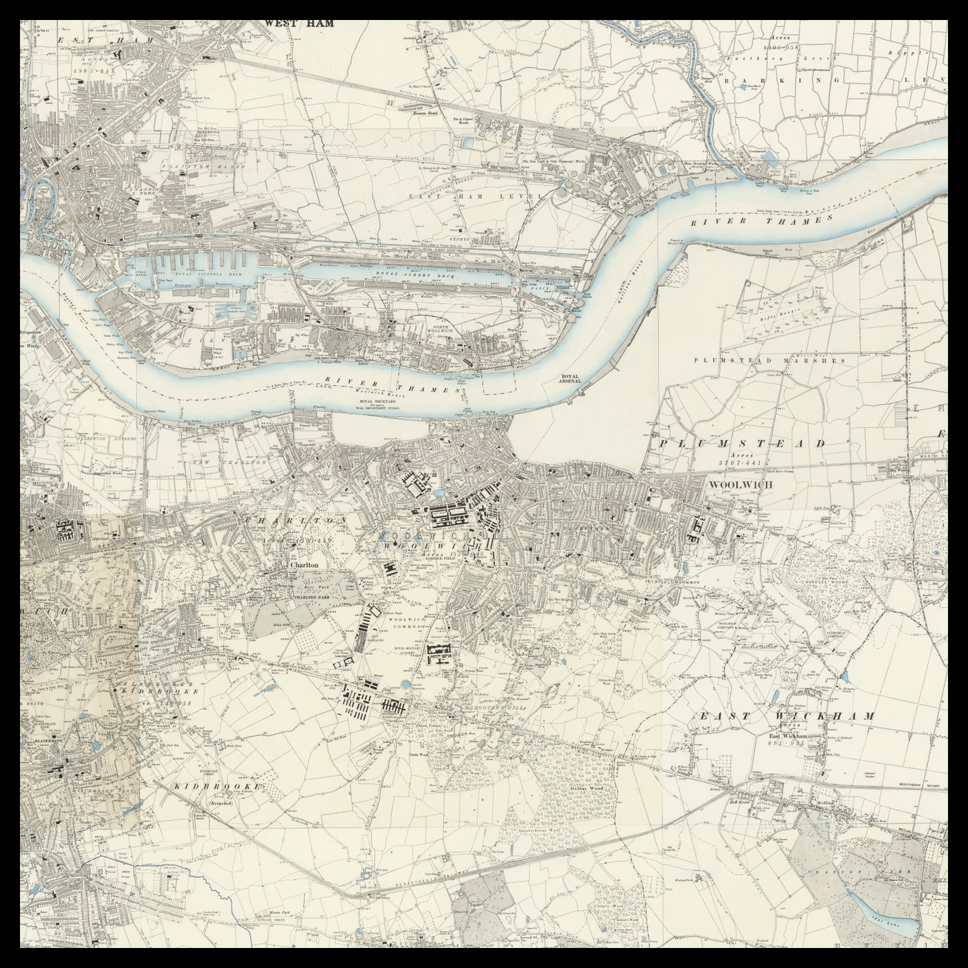 An old Ordnance Survey map of Borough of Greenwich