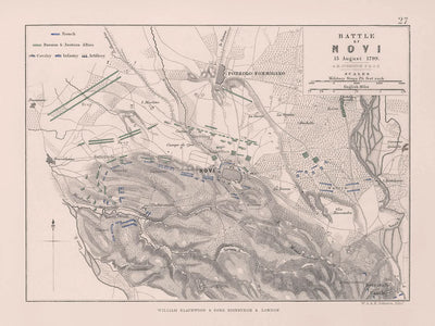 Schlacht von Novi, 15. August 1799 von AK Johnston, 1799 Lithographie