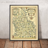 La mappa del nord dell'Inghilterra di Pratt di AE Taylor, 1932 