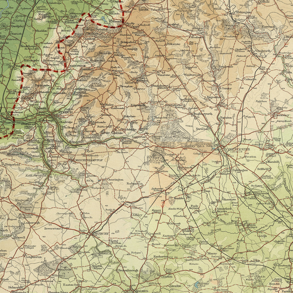 Alte Karte des Cotswold Way von Bartholomew und The Unique Maps Co. 
