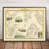Ancienne carte des îles de l'océan Indien par John Tallis, 1851 : Madagascar colonial, Maurice, Ceylan 