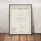 Ancienne carte du Pinnacles National Monument, Californie, 1940 : Bear Gulch, Chalone Pk, Table Mtn 
