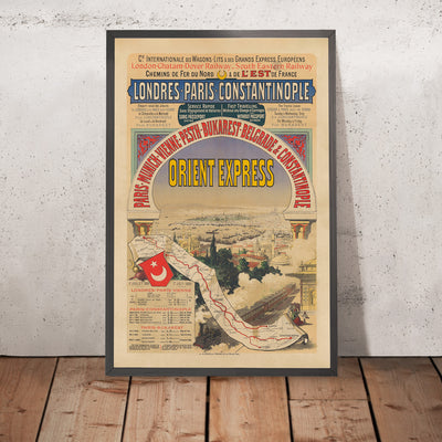 A framed image of Orient Express Travel Poster by Imprimerie Chaix, 1888