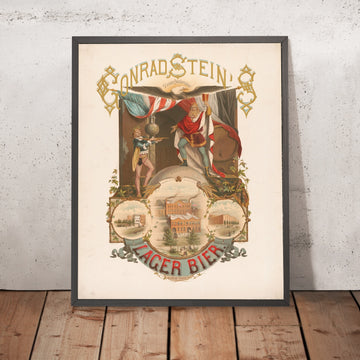 A framed image of Conrad Stein’s Lager Bier by Wittemann Bros., 1877