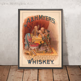 A & H. Myers Vintage Whiskey Poster, 1885