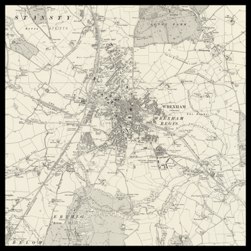 Una vecchia mappa Ordnance Survey di Wrexham