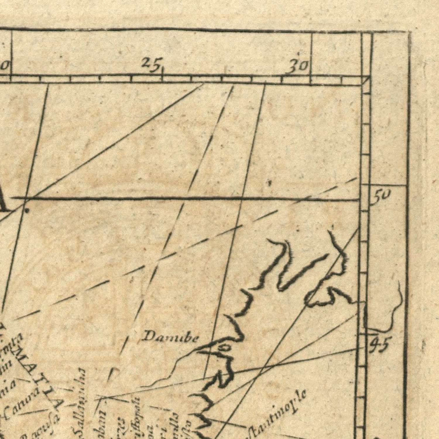 Old Atlantic Ocean Nautical Chart by Mount, 1766: Coasts, Rhumb Lines, Compass Rose