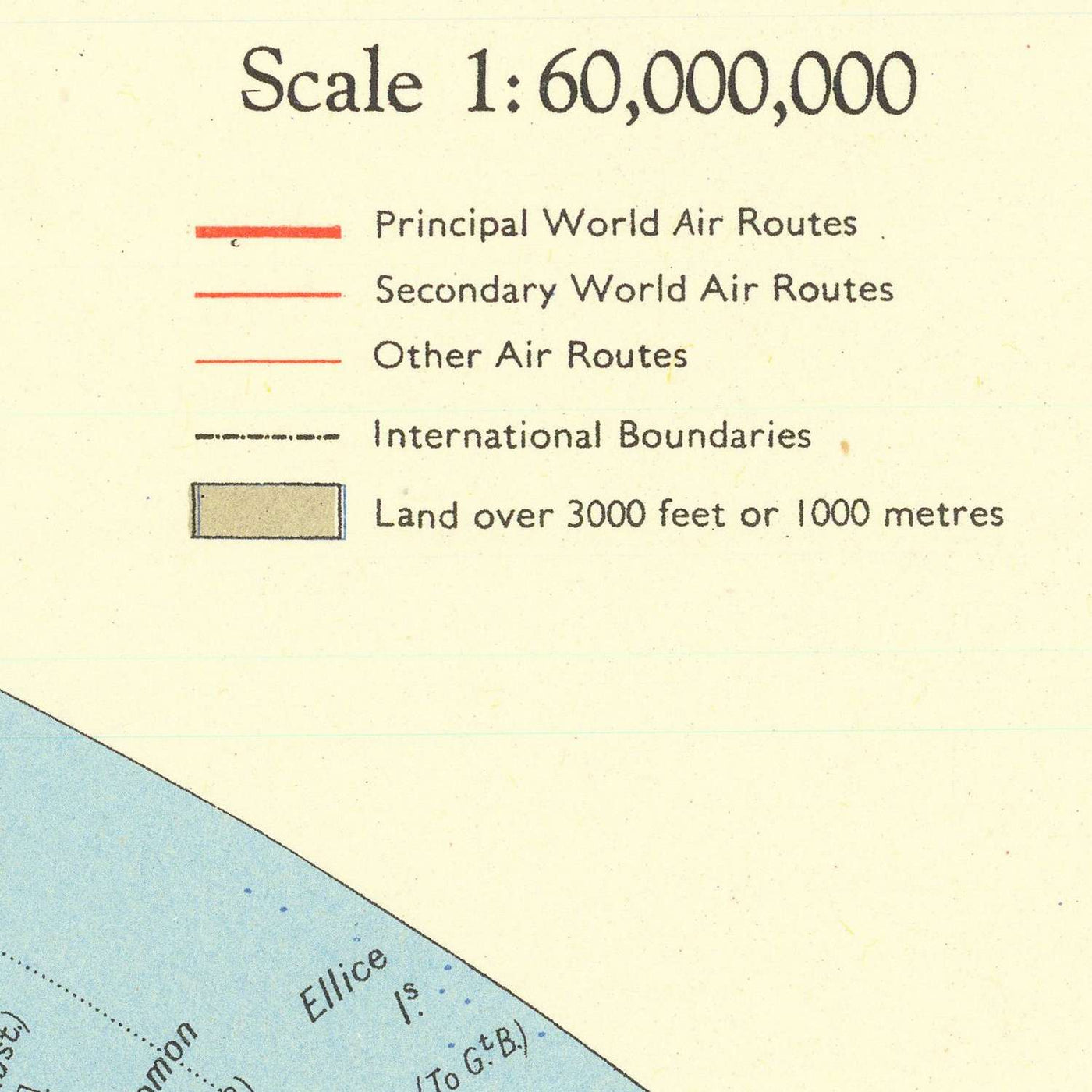 World Air Routes Map in Many Different Projections by Bartholomew, 195 ...