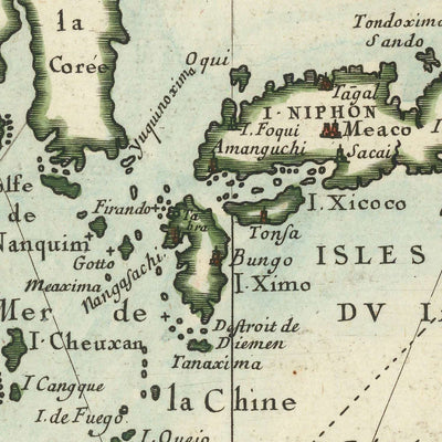 Old Map of the Indian Ocean by Du Val, 1665: East Indies, Dutch Voyages, Early Australia
