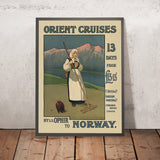 Norway Travel Poster: Orient Cruises on S.S. Ophir by John Hassall