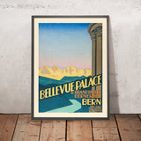 Poster di viaggio di Berna: Bellevue Palace e Grandhotel Bernerhof di Emil Cardinaux, 1934 