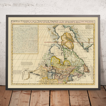 Old Rare Map of Canada by Chatelain, 1719: Great Lakes, Hudson Bay, St. Lawrence, Detroit, Montreal