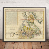 Old Rare Map of Canada by Chatelain, 1719: Great Lakes, Hudson Bay, St. Lawrence, Detroit, Montreal