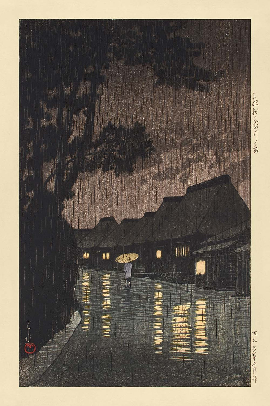 Pioggia a Maekawa, provincia di Sagami di Hasui Kawase, 1935 
