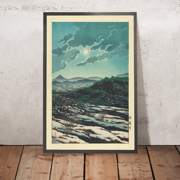 Ein gerahmtes Bild des Karikachi-Passes von Karikachi Mountain von Hasui Kawase, 1935