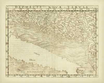 Rare Renaissance Map of Croatia & Adriatic by Gastaldi, 1548: Split, Dubrovnik, Zadar, Kotor, Dalmatian Islands
