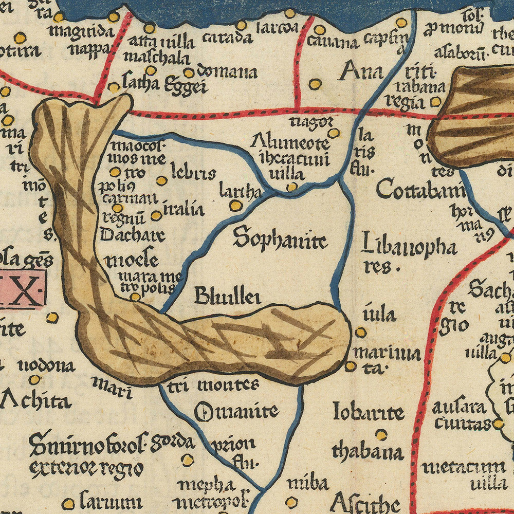 Ancient Map of the Arabian Peninsula by Ptolemy, 1482: Arabia Felix, Red Sea, Persian Gulf, Carmania
