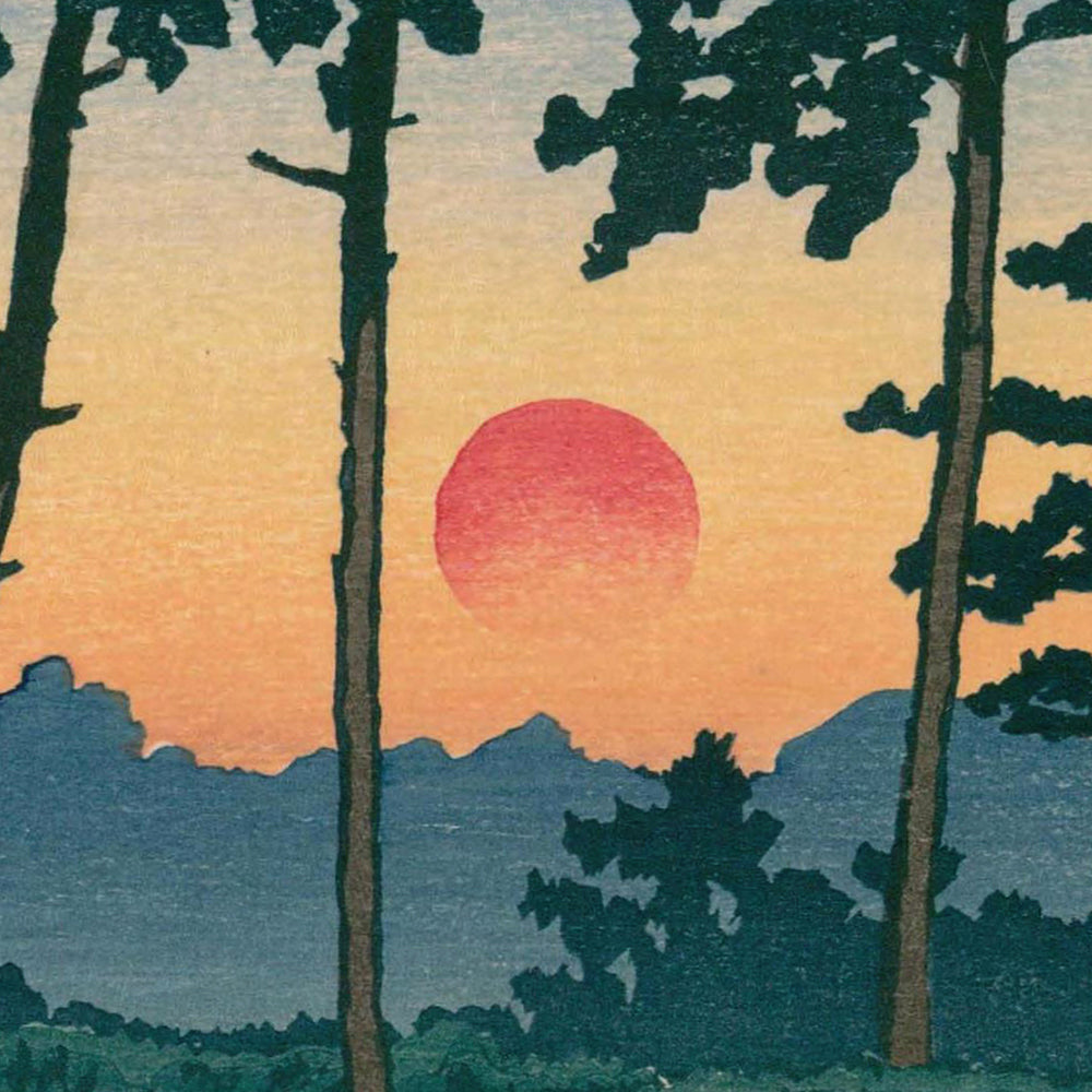 Sunset at Ichinokura, Ikegami by Hasui Kawase, 1935