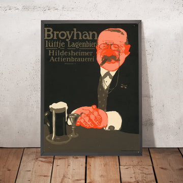 A framed image of Broyhan Vintage Beer Poster by Paul Scheurich, 1911